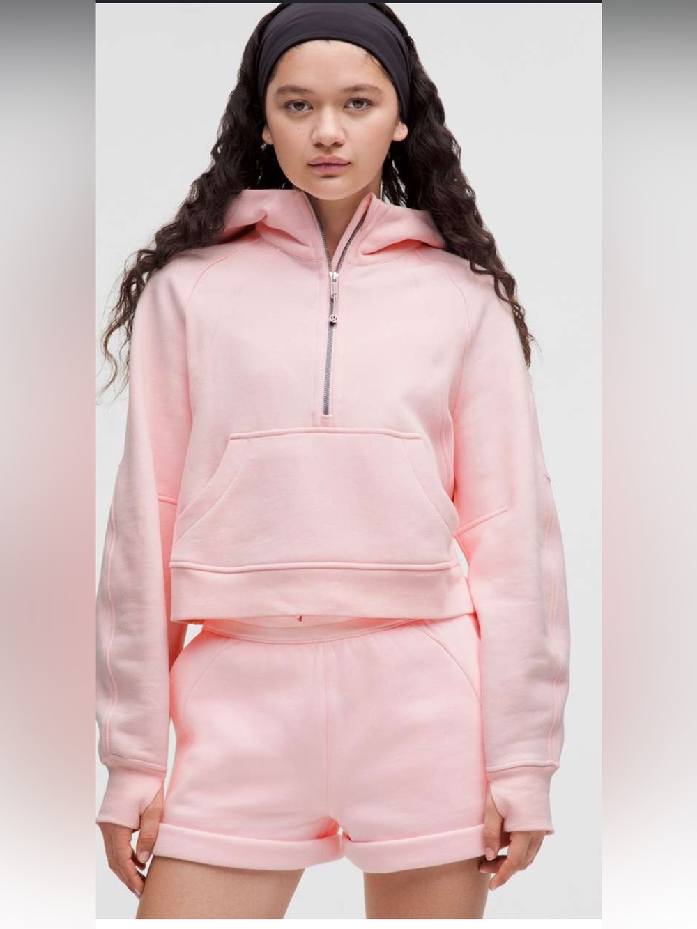 M/L Lululemon Scuba Oversized Half Zip Hoodie, light pink